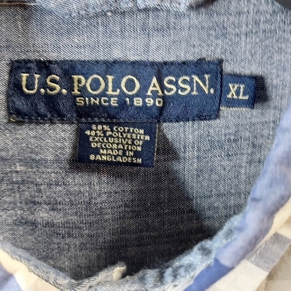 U.S.Polo XL Blue and grey plaid L/S Dress shirt - Picture 9 of 14
